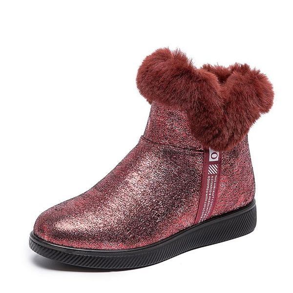 

dacomfy sequin shoes women winter ankle boots waterpoof plush warm fur snow boots bling anti-slip lightweight outdoor shoes, Black