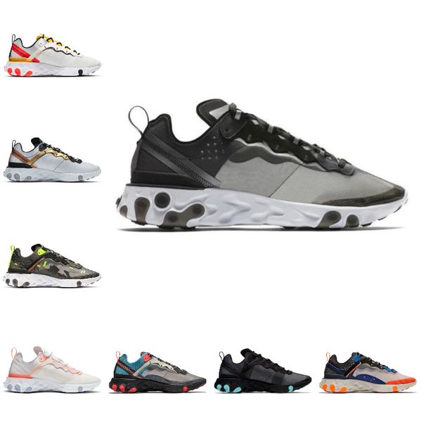 

react element 87 55 men women running shoes new anthracite light bone triple black white red orbit outdoor trainers sports sneakers