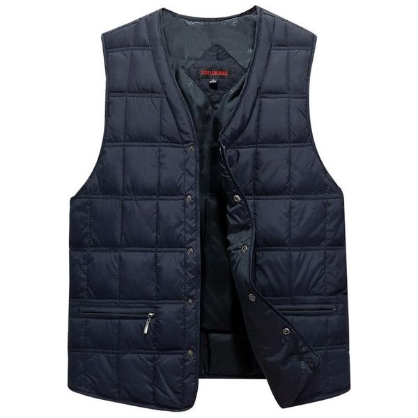 

winter dresses men white duck down causal vest ultra light male thick sleeveless down jacket men warm vest -5xl plus size, Black;white
