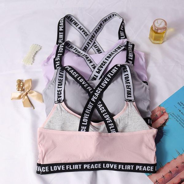 

female letter sports bras push up tube fitness running yoga bra sport for women gym wear solid underwear sportswear, White;black