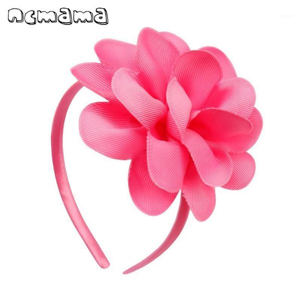 

ncmama hair accessories hair bands for girls plastic big flower bow headbands 4" princess elastic hairband1, Slivery;white