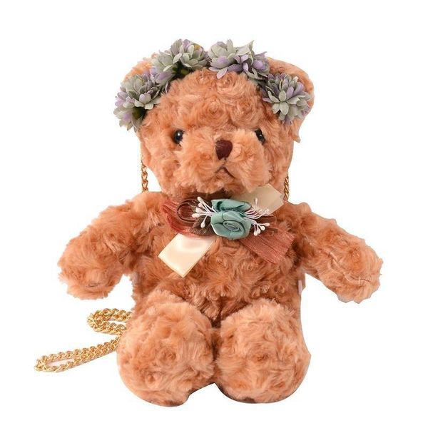 

корея и япония меха медведь и сумка плеча дамы 2020 новый зимний симпатичные цепи мини девочка сцепление сумки кошелек рождественский подаро