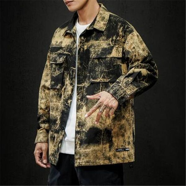 

men's jackets japanese-style large size 4xl 5xl camouflage labeling jacket 2021 autumn fashion fashion-casual students coat, Black;brown