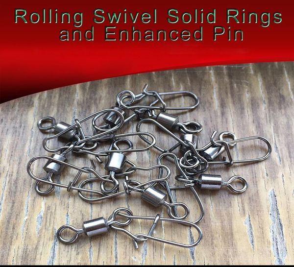 

50pcs/lot steel interlock snap fishing lure tackle ball bearing swivel rolling solid rings barbed fishing hook connector sqcddd pingtoy