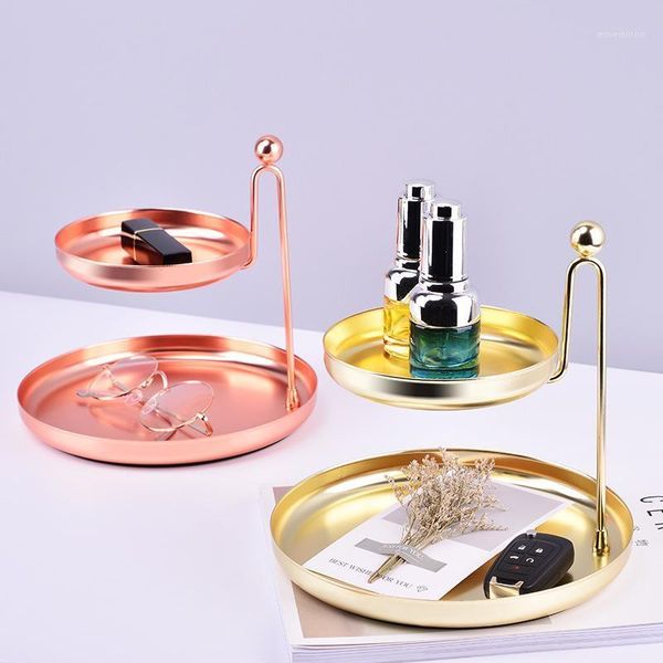 

2 layer storage tray cosmetics jewelry rack golden storage tray1