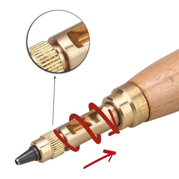 

leather punching tool removable belt noise reduction screw hole punch craft book drill sewing with 6 size tip 1.5 4mm wmtnhz mywjqq