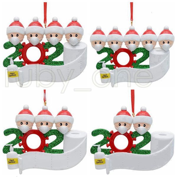 

2020 christmas tree hanging ornament mask hand sanitizer santa claus christmas family members quarantine pendant christmas decorations r3505