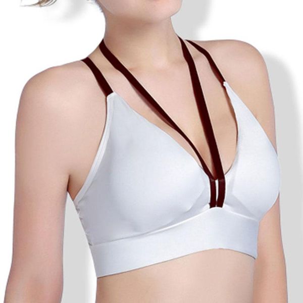 

gym clothing push up sports bra women backless fitness wire yoga padded athletic quick dry workout bras, White;black