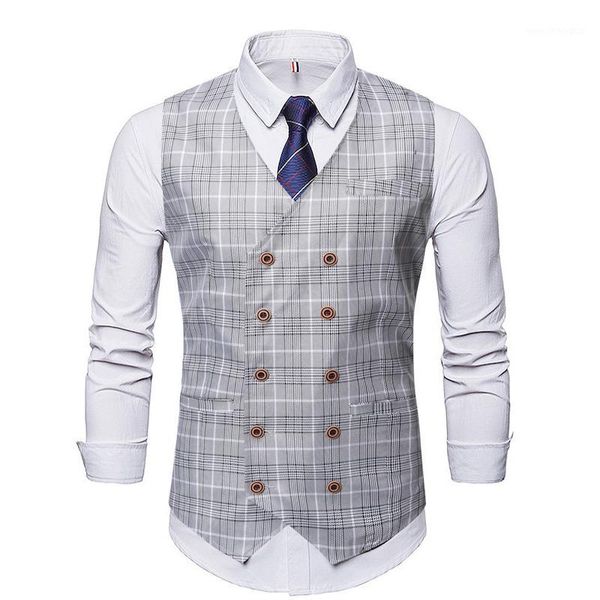 

men's vests suit vest men's double-breasted fashion waistcoat business gentleman single item party dress1, Black;white