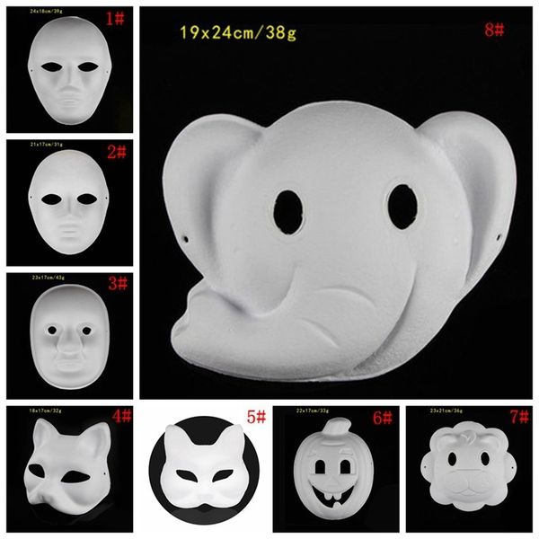 

halloween hand painted face diy masks zorro crown butterfly blank masquerade party cosplay white paper mask