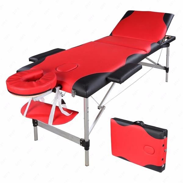 

folding aluminum tube spa bodybuilding massage table red with black edge ship from us drop shipping