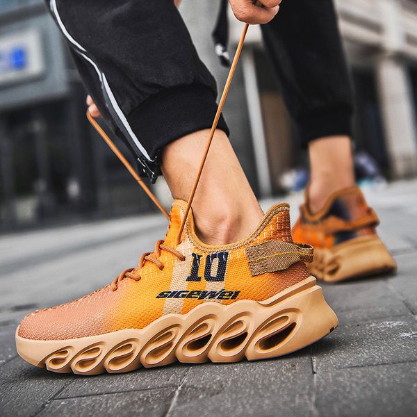 

new summer knitted breathable sports rubber plastic background shoes casual wild tide male tennis shoes, Black;brown