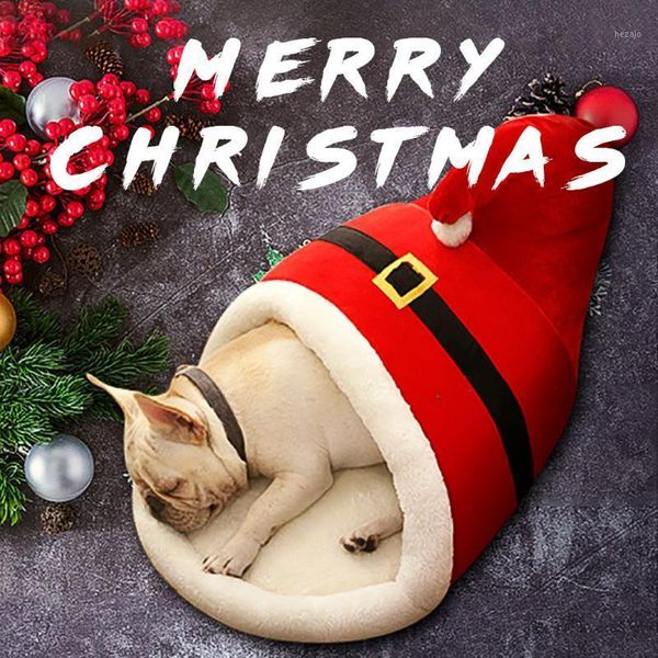 

christmas cute cat house half closed warm soft winter comfortable pet dog bed cartoon cat bed mascotas cama gato hondenmand1