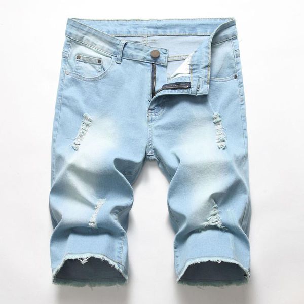 

men's jeans men fashion brand quality ripped denim shorts pants, Blue
