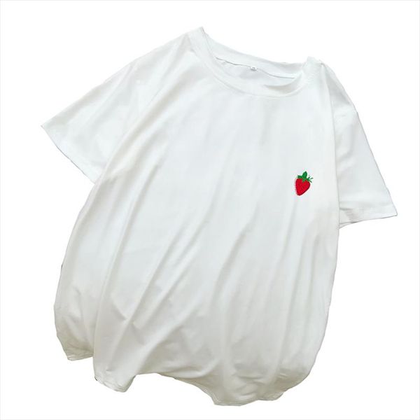 

t shirt women cotton t shirt harajuku loose casual kawaii strawberry print tee shirt femme streetwear tumblr korean clothes, White