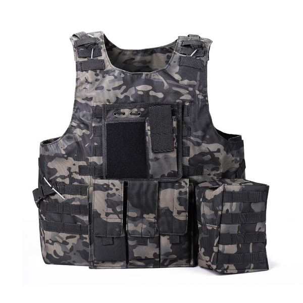 

hunting jackets multi-functional breathable vest outdoor quick disassembly cs field protections training equipment, Camo;black