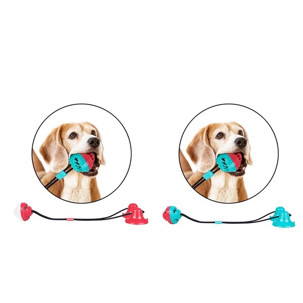 

2pcs double suction cup dog tug toy pet chewing bite toys chewing balls