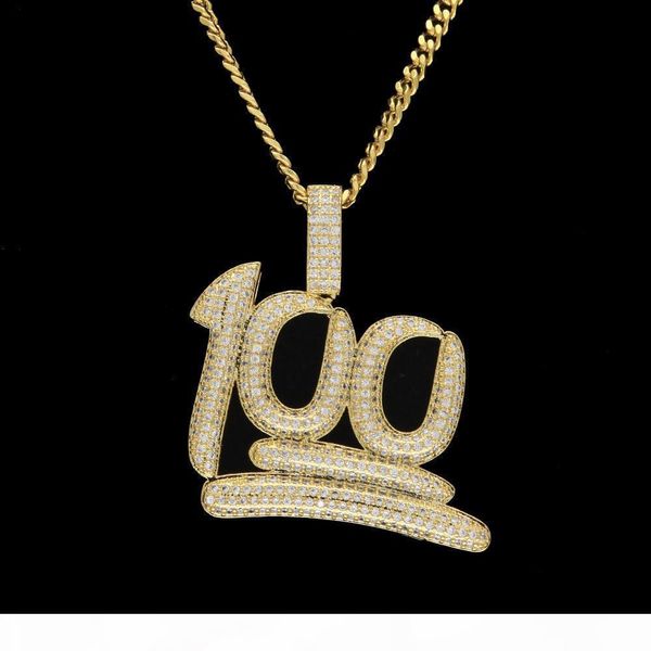 

2020 micro pave iced out cubic zirconia 100 percent pendant necklace fashion charm jewelry with 3mm cuban chain, Silver