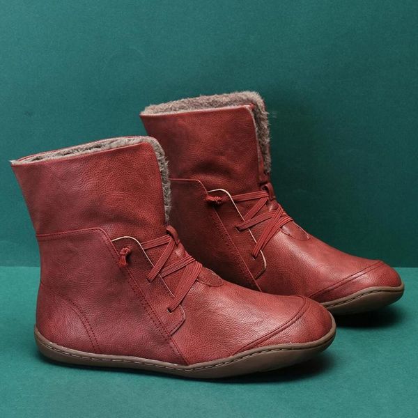 

2021 ankle boots autumn retro elastic lace-up casual women's shoes solid color comfortable flat boots women short, Black