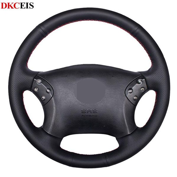 

diy hand-stitched black soft artificial leather car steering wheel cover for w203 c-class 2001-2007