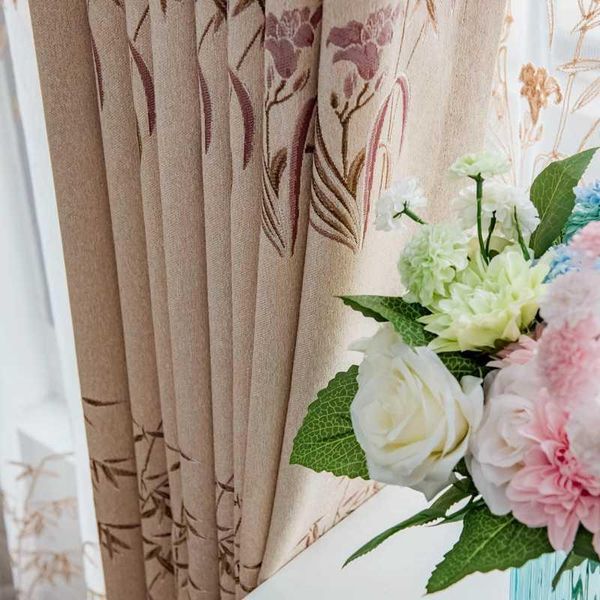 

custom curtains european flowers cotton shading chenille jacquard livingroom bedroom cloth blackout curtain tulle drape m7771