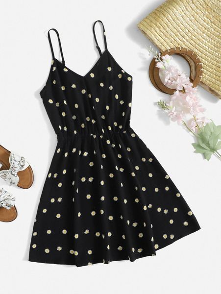 

ditsy floral cami dress n9mw#, Black;gray