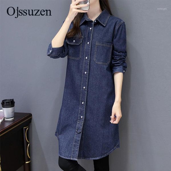 

long sleeve women's blouse long dark blue ladies oversize women shirts large size 3xl with pocket female blouses1, White