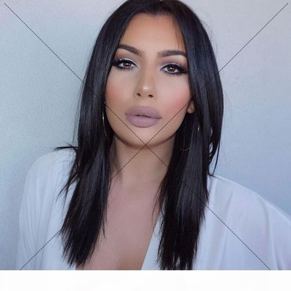 

glueless silky straight lace front wigs for black women brazilian silk full lace wigs with natural hairline, Black;brown