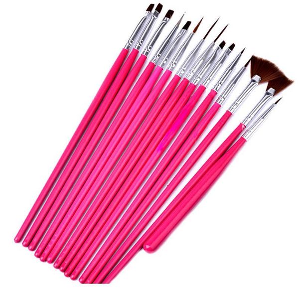 

15pcs/set nail art brush pen dotting painting drawing beauty tools design uv nail gel polish decorations set for nail jllivv, Silver