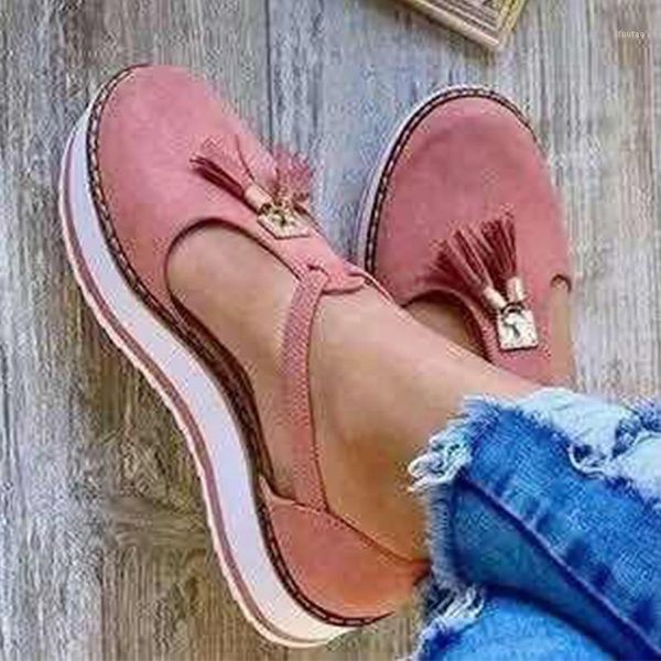 

women summer sandals tassel t-strap round toe slip-on wedge casual shoes1, Black
