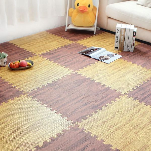 

4/6/9 pcs waterproof pvc carpets 30cm square puzzle living room reduce mats grain rug wood noise floor pattern non-slip bedroom1