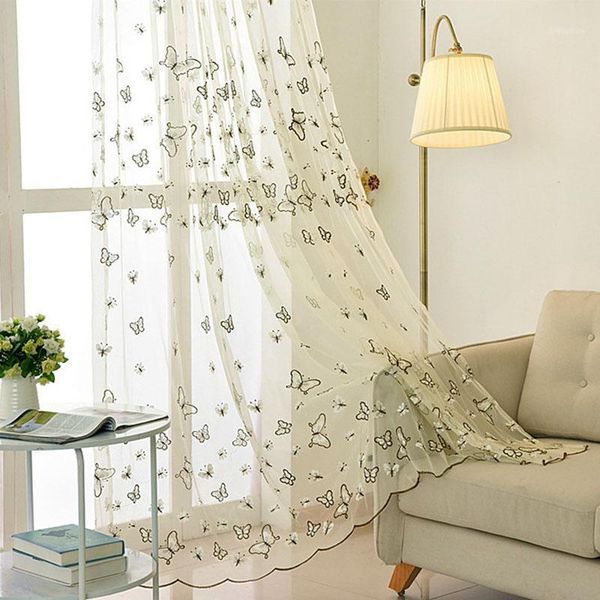 

{byetee} curtain butterfly embroidery design window curtain sheer for bedroom tulle fabric living room modern ready made1