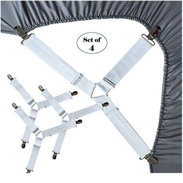4 pezzi coprimaterasso elastico regolabile supporto angolare clip lenzuolo elementi di fissaggio cinghie pinze reggicalze gancio gabinetto jllfCX