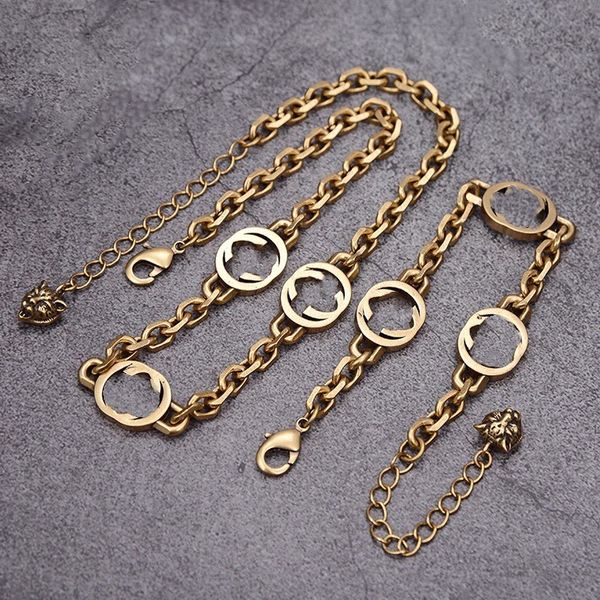 

luxury designer jewelry women necklace letter pendant necklaces with color diamonds brass retro gold bracelets thick chains fashion jewelry, Silver