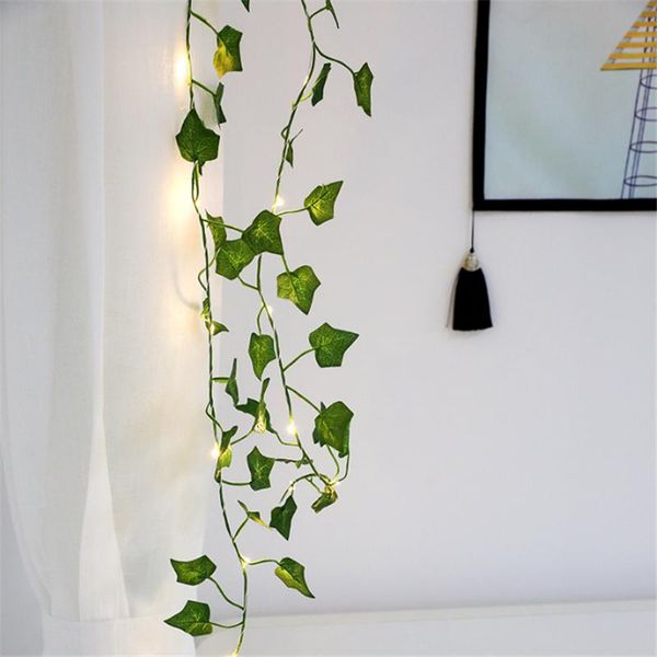 

2m artificial plants led string light creeper green leaf ivy vine for home wedding decor lamp diy hanging garden yard lighting jllgky
