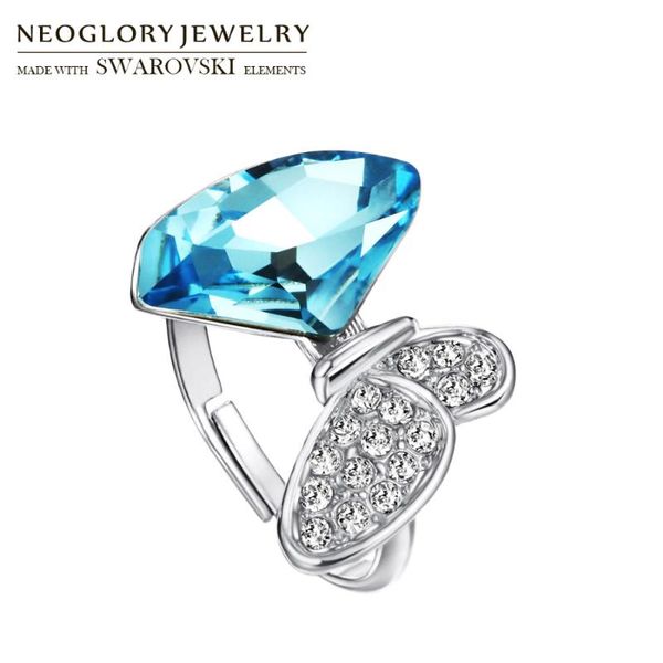 

cluster rings neoglory austria crystal & rhinestone adjustable finger ring exquisite shining butterfly design for classic lady gift, Golden;silver