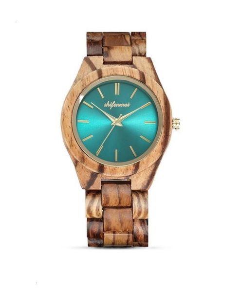 

men's green 2020 font watch watch tiktok wooden watch shaking classic classic green noodles wood making, Slivery;brown