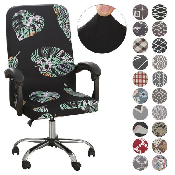 

printed elastic stretch office chair cover spandex computer arm chair slipcover dust-proof rotatable armchair protectors m/l