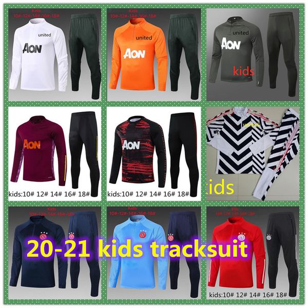 

2020 2021 ajax kids tracksuit marseille soccer training suit 20 21 united enfant maillot de foot football ajax jogging child, Black
