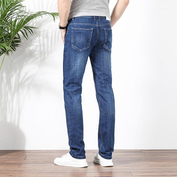 

summer thin section men's jeans elasticity loose straight large size men's trousers selling1, Blue