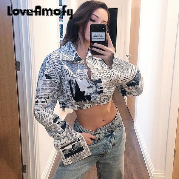 

women's jackets casual style women vintage englan spaper poster pattern lapel short crop female streetwear 2021 winter, Black;brown