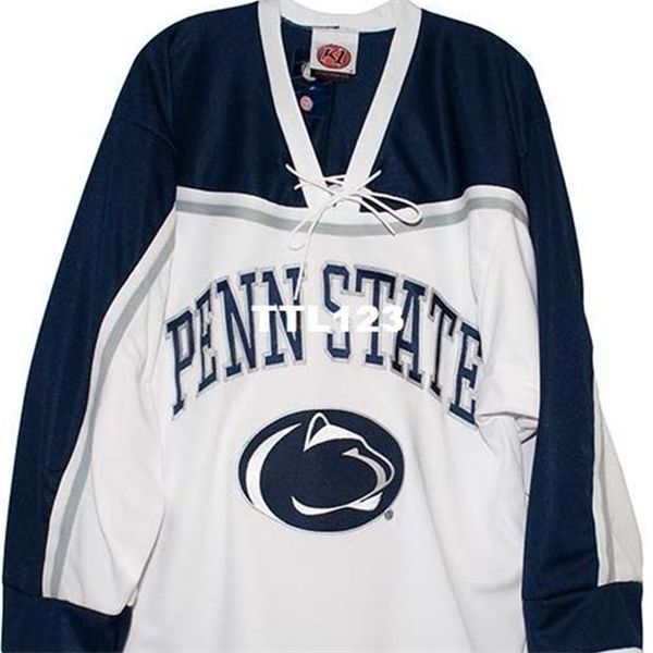 

real 121 real full embroidery penn state nittany lions white hockey jersey 100% embroidery jersey or custom any name or number jersey, Black