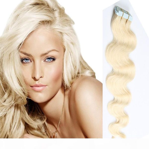 

selling remy human hair extensions 20pcs pu skin weft body wave tape in hair extensions multi color 16-24 inch, Black