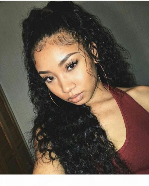 

100% natural brazilian remy human hair ponytail horsetail clips in on human hair extension loose deep curly drawstring ponytails 160g, Black