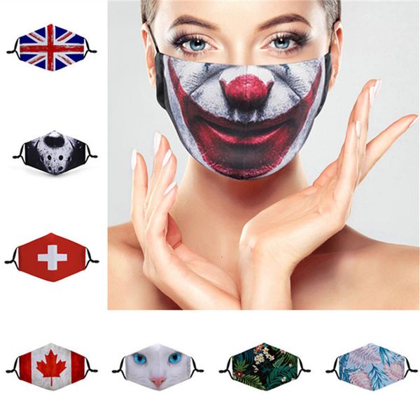 

designer dustproof 3d men face women mask cartoon masks washable cotton magic face mask flag floral animal print protect