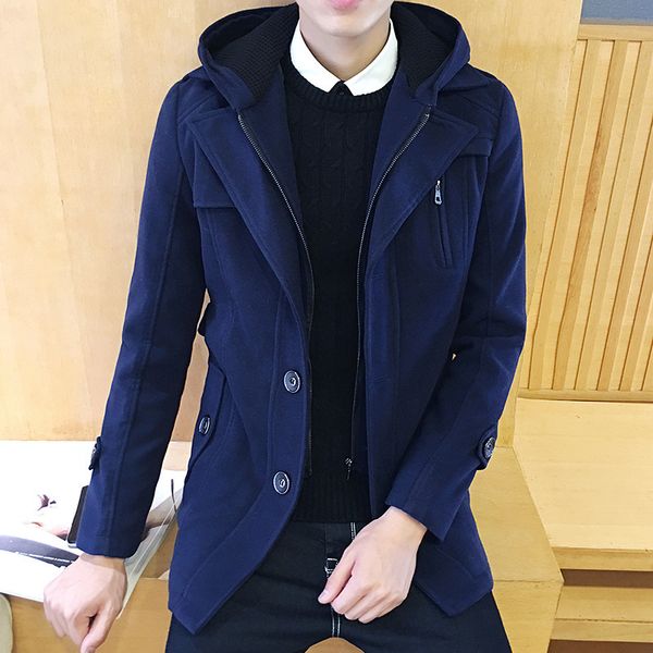 

new winter short woolen windbreaker with detachable black bottom, Tan;black