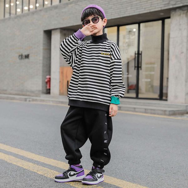 

plush autumn boys' sweater high and collar 2020 new fashion wear winter bottom coat middle school children's, Black