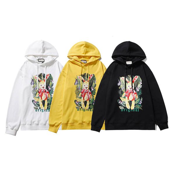 

autumn winter mens hoodie rabbit painting women hoodies fashion couple sweatshirt casual pullovers sweater mens clothing size m-2xl, Black