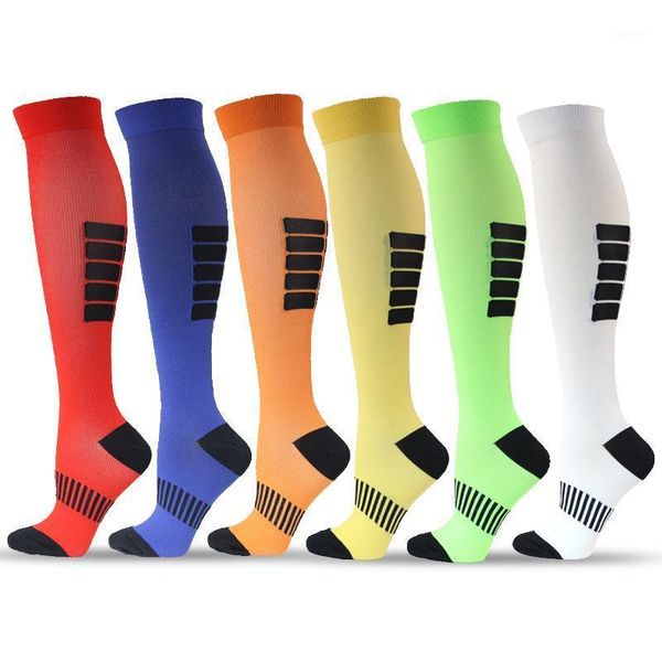 

new kawaii sports compression socks men women colorful stripes knee high socks varicose veins diabetes nursing compression1, Black