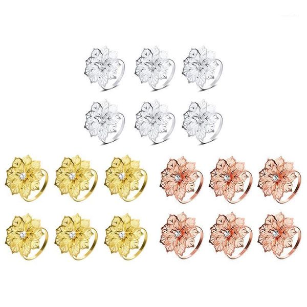 

napkin rings 6 pieces alloy with hollow flower holder adornment exquisite 449e1